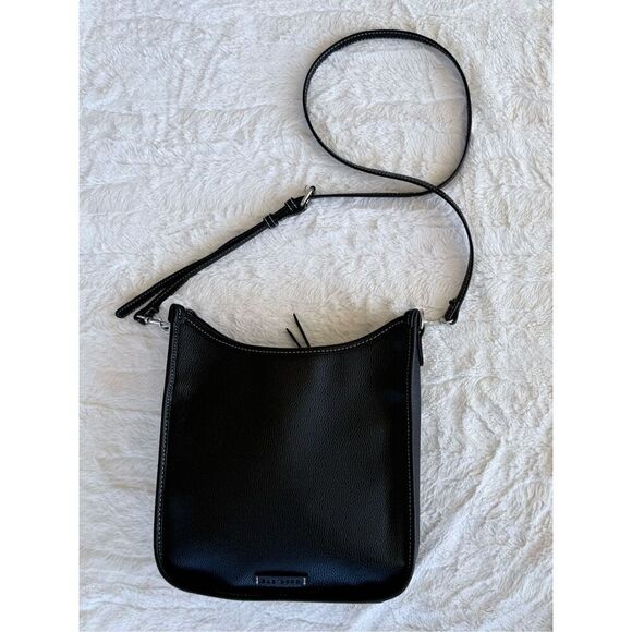 NWOT RAE DUNN Black 100% Leather Hobo Handbag Shoulder Purse - Picture 1 of 15